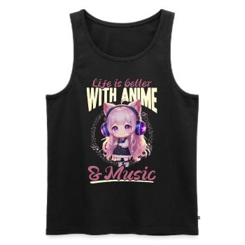 Anime & Music Kawaii - Men's Premium Organic Tank Top - black - Front - Michal (187cm)
