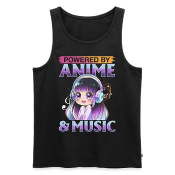 Anime et musique Kawaii - Débardeur bio Premium Homme - noir - Devant - AI Model Male 178 light (178cm)