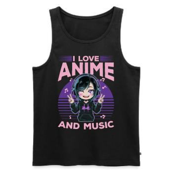 Anime & Music Kawaii - Men's Premium Organic Tank Top - black - Front - Michal (187cm)