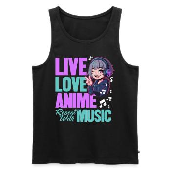 Anime & Music Kawaii - Men's Premium Organic Tank Top - black - Front - Michal (187cm)