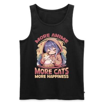 Anime & Chats Kawaii - Débardeur bio Premium Homme - noir - Devant - AI Model Male 178 light (178cm)