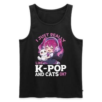 Anime K Pop & Cats Kawaii - Männer Premium Bio Tank Top - Schwarz - Vorne - Michal (187cm)