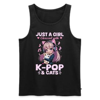 Anime K Pop & Cats Kawaii - Männer Premium Bio Tank Top - Schwarz - Vorne - Michal (187cm)