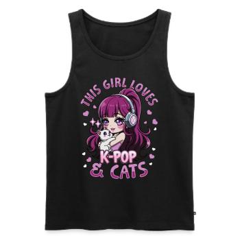 Anime K Pop & Cats Kawaii - Männer Premium Bio Tank Top - Schwarz - Vorne - Michal (187cm)