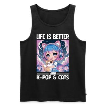 Anime K Pop & Cats Kawaii - Männer Premium Bio Tank Top - Schwarz - Vorne - Michal (187cm)