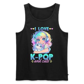Anime K Pop & Cats Kawaii - Männer Premium Bio Tank Top - Schwarz - Vorne - Michal (187cm)