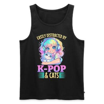 Anime K Pop & Cats Kawaii - Männer Premium Bio Tank Top - Schwarz - Vorne - Michal (187cm)