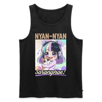Anime K Pop & Cats Kawaii - Männer Premium Bio Tank Top - Schwarz - Vorne - Michal (187cm)
