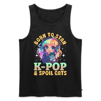 Anime K Pop & Cats Kawaii - Männer Premium Bio Tank Top - Schwarz - Vorne - Michal (187cm)