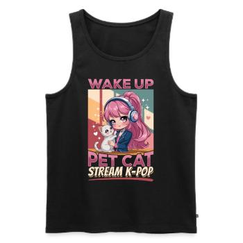 Anime K Pop & Cats Kawaii - Männer Premium Bio Tank Top - Schwarz - Vorne - Michal (187cm)