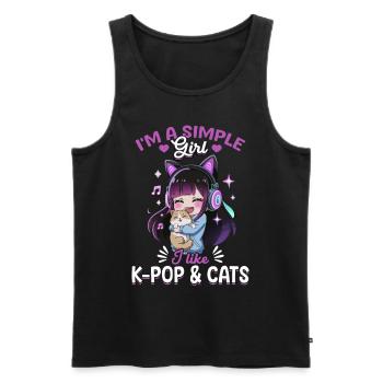 Anime K Pop & Cats Kawaii - Männer Premium Bio Tank Top - Schwarz - Vorne - Michal (187cm)