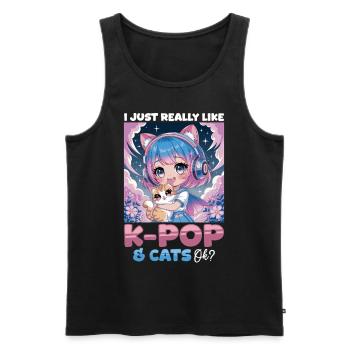 Anime K Pop & Cats Kawaii - Männer Premium Bio Tank Top - Schwarz - Vorne - Michal (187cm)