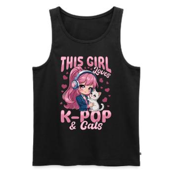 Anime K Pop & Cats Kawaii - Männer Premium Bio Tank Top - Schwarz - Vorne - Michal (187cm)