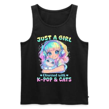 Anime K Pop & Cats Kawaii - Männer Premium Bio Tank Top - Schwarz - Vorne - Michal (187cm)