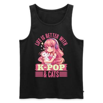 Anime K Pop & Cats Kawaii - Männer Premium Bio Tank Top - Schwarz - Vorne - Michal (187cm)