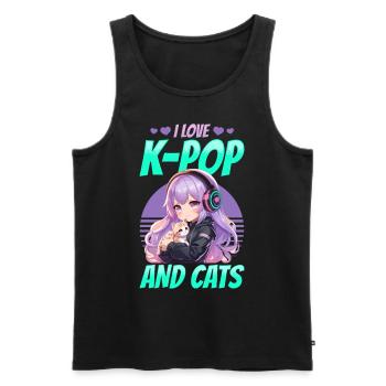 Anime K Pop & Cats Kawaii - Männer Premium Bio Tank Top - Schwarz - Vorne - Michal (187cm)