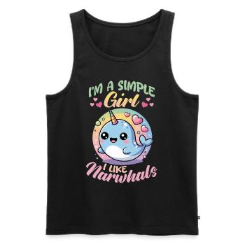 Narwhal Chibi Kawaii - Männer Premium Bio Tank Top - Schwarz - Vorne - Michal (187cm)