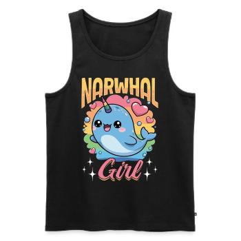 Narwhal Chibi Kawaii - Männer Premium Bio Tank Top - Schwarz - Vorne - AI Model Male 178 light (178cm)