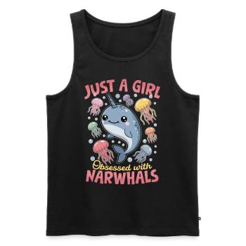 Narwhal Chibi Kawaii - Männer Premium Bio Tank Top - Schwarz - Vorne - AI Model Male 178 light (178cm)