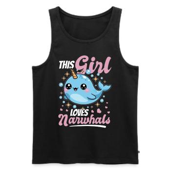 Narwhal Chibi Kawaii - Männer Premium Bio Tank Top - Schwarz - Vorne - Michal (187cm)