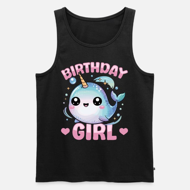 Narwhal Chibi Kawaii - Männer Premium Bio Tank Top - Schwarz
