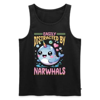 Narwhal Chibi Kawaii - Männer Premium Bio Tank Top - Schwarz - Vorne - Michal (187cm)