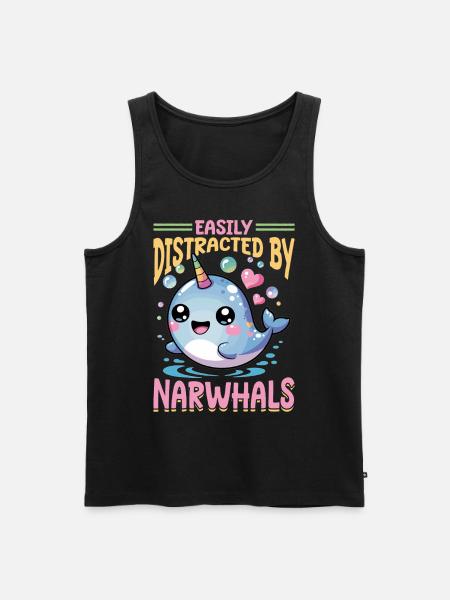 Narwhal Chibi Kawaii - Männer Premium Bio Tank Top - Schwarz