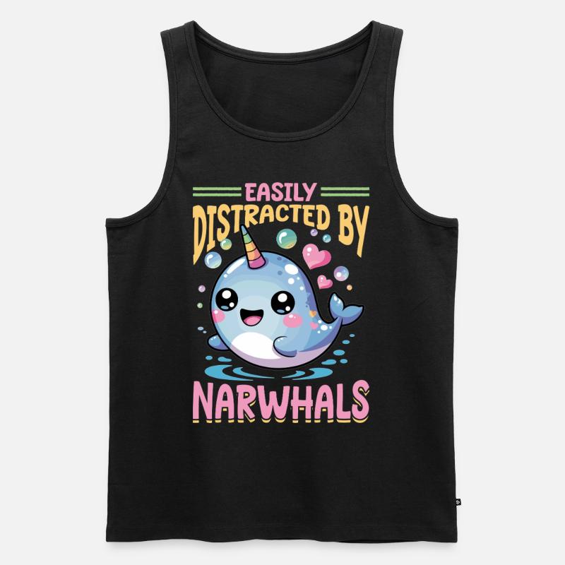 Narwhal Chibi Kawaii - Männer Premium Bio Tank Top - Schwarz