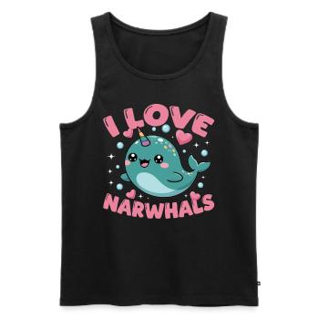 Narwhal Chibi Kawaii - Männer Premium Bio Tank Top - Schwarz - Vorne - AI Model Male 178 light (178cm)