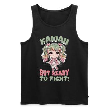 Anime Chibi Kawaii - Débardeur bio Premium Homme - noir - Devant - AI Model Male 178 light (178cm)