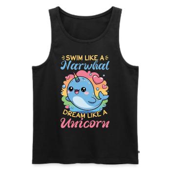 Narwhal Chibi Kawaii - Männer Premium Bio Tank Top - Schwarz - Vorne - AI Model Male 178 light (178cm)