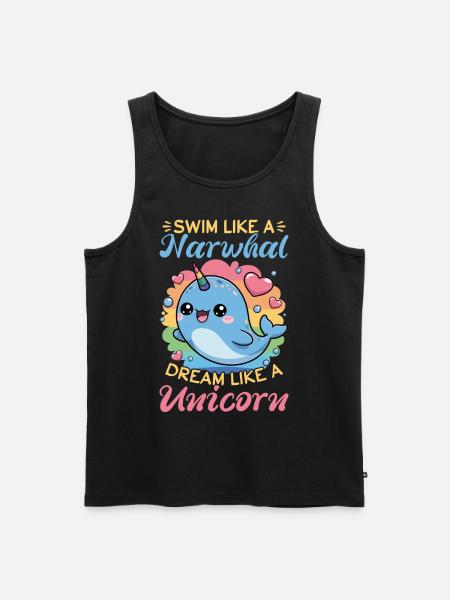Narwhal Chibi Kawaii - Männer Premium Bio Tank Top - Schwarz