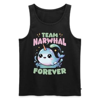 Narwhal Chibi Kawaii - Männer Premium Bio Tank Top - Schwarz - Vorne - Michal (187cm)