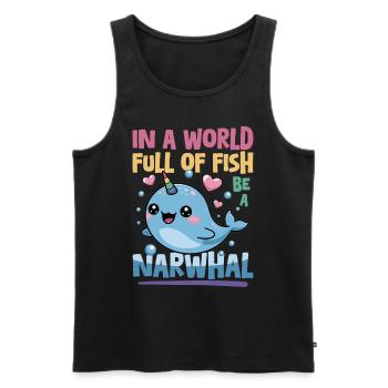 Narwhal Chibi Kawaii - Männer Premium Bio Tank Top - Schwarz - Vorne - AI Model Male 178 light (178cm)