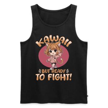 Anime Chibi Kawaii - Débardeur bio Premium Homme - noir - Devant - AI Model Male 178 light (178cm)