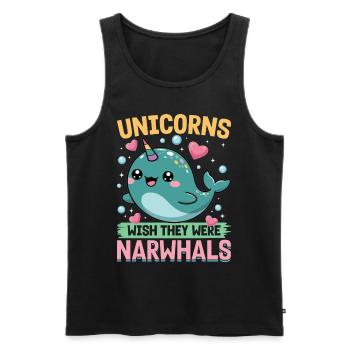 Narwhal Chibi Kawaii - Männer Premium Bio Tank Top - Schwarz - Vorne - Michal (187cm)