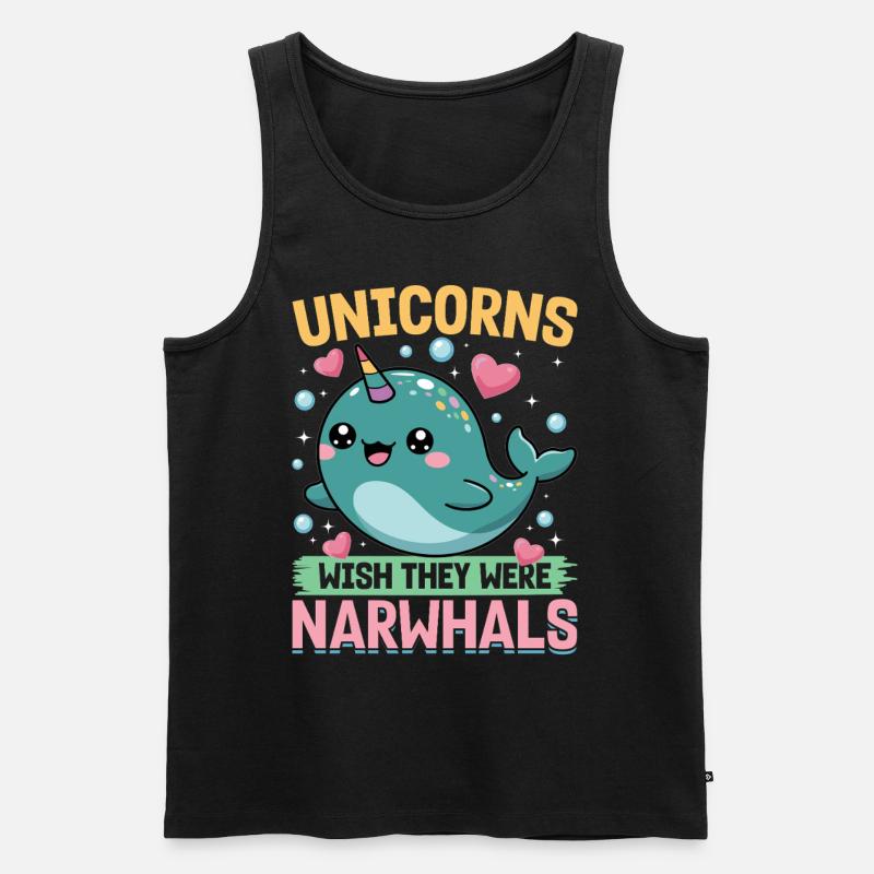Narwhal Chibi Kawaii - Männer Premium Bio Tank Top - Schwarz
