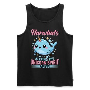 Narwhal Chibi Kawaii - Männer Premium Bio Tank Top - Schwarz - Vorne - AI Model Male 178 light (178cm)