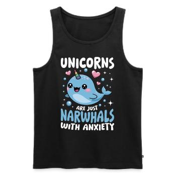 Narwhal Chibi Kawaii - Männer Premium Bio Tank Top - Schwarz - Vorne - Michal (187cm)
