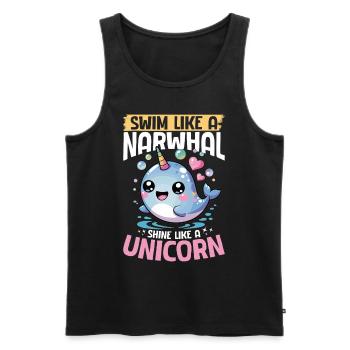 Narwhal Chibi Kawaii - Männer Premium Bio Tank Top - Schwarz - Vorne - Michal (187cm)