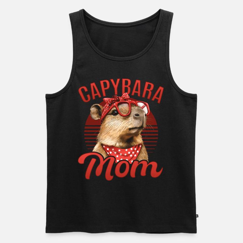 Funny Capybara Mom - Männer Premium Bio Tank Top - Schwarz