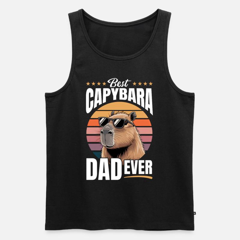 Funny Capybara Dad - Männer Premium Bio Tank Top - Schwarz