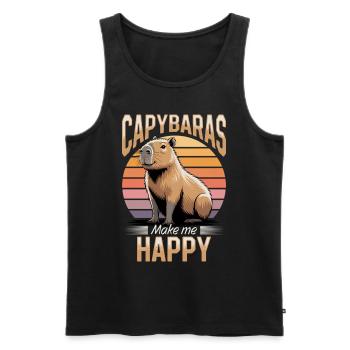 Funny Capybara - Männer Premium Bio Tank Top - Schwarz - Vorne - Michal (187cm)