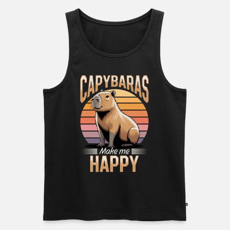 Funny Capybara - Männer Premium Bio Tank Top - Schwarz