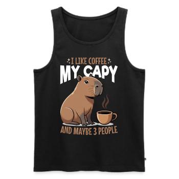 Capybara Coffee - Männer Premium Bio Tank Top - Schwarz - Vorne - AI Model Male 178 light (178cm)