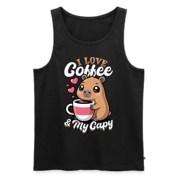 Capybara Coffee - Männer Premium Bio Tank Top - Schwarz - Vorne - AI Model Male 178 light (178cm)