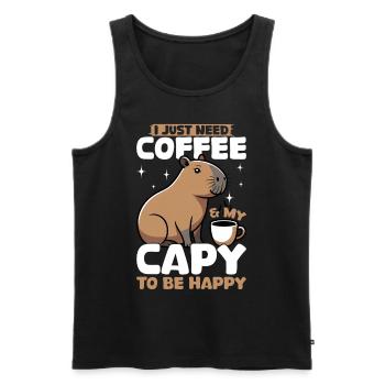 Capybara Coffee - Männer Premium Bio Tank Top - Schwarz - Vorne - AI Model Male 178 light (178cm)