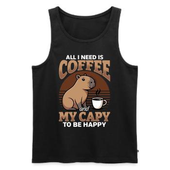 Capybara Coffee - Männer Premium Bio Tank Top - Schwarz - Vorne - AI Model Male 178 light (178cm)