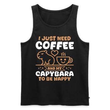 Capybara Coffee - Männer Premium Bio Tank Top - Schwarz - Vorne - AI Model Male 178 light (178cm)