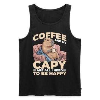 Capybara Coffee - Männer Premium Bio Tank Top - Schwarz - Vorne - AI Model Male 178 light (178cm)